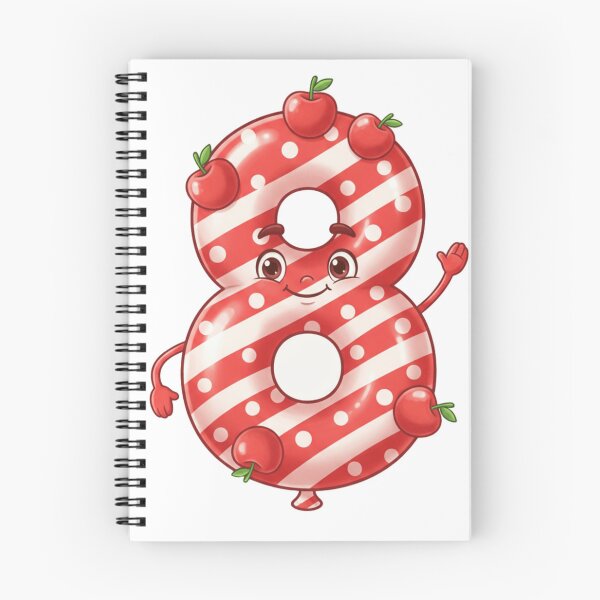 Item preview, Striped Balloon-Style Number 8 with Apples designed and sold by ToonyTeez.
