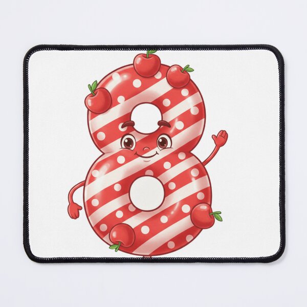 Item preview, Striped Balloon-Style Number 8 with Apples designed and sold by ToonyTeez.