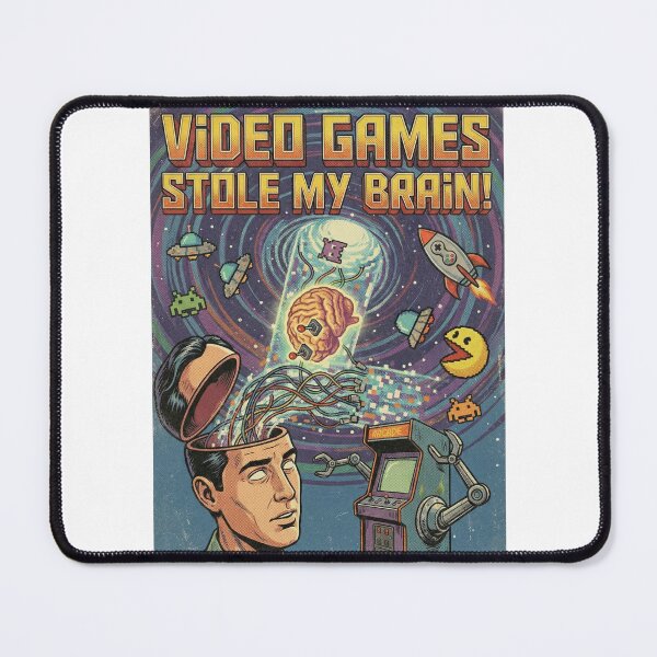 Item preview, Video Games Stole My Brain! - Retro Sci-Fi Gamer Art designed and sold by Funktastic Designs.