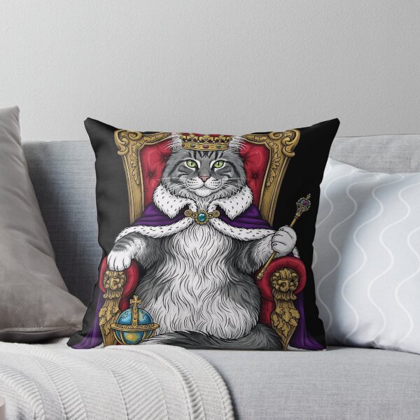 Item preview, Royal Cat on Throne Illustration – Majestic Feline King Art designed and sold by Art on Cotton.