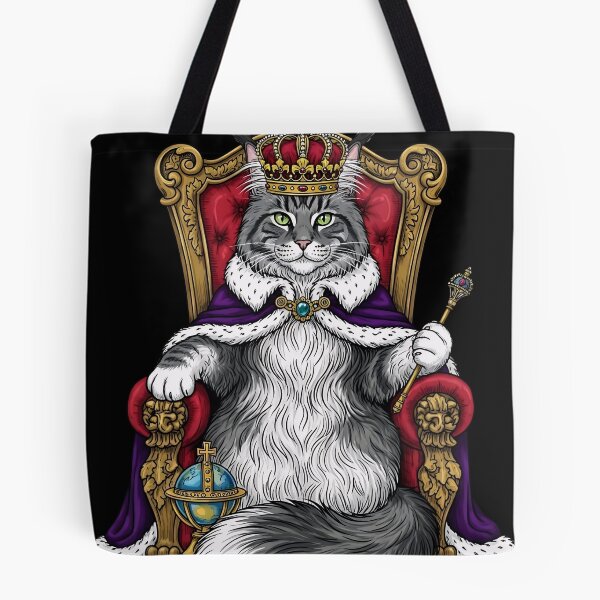 Item preview, Royal Cat on Throne Illustration – Majestic Feline King Art designed and sold by Art on Cotton.