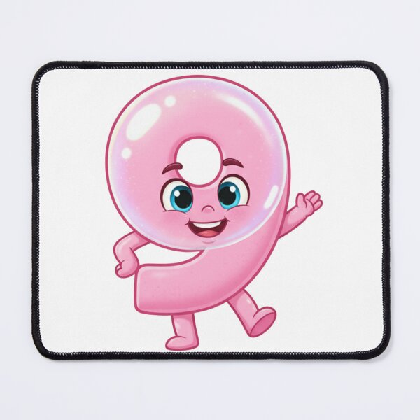 Item preview, Shiny Pink Bubble Number 9 Mascot | Friendly Waving Cartoon Character designed and sold by ToonyTeez.