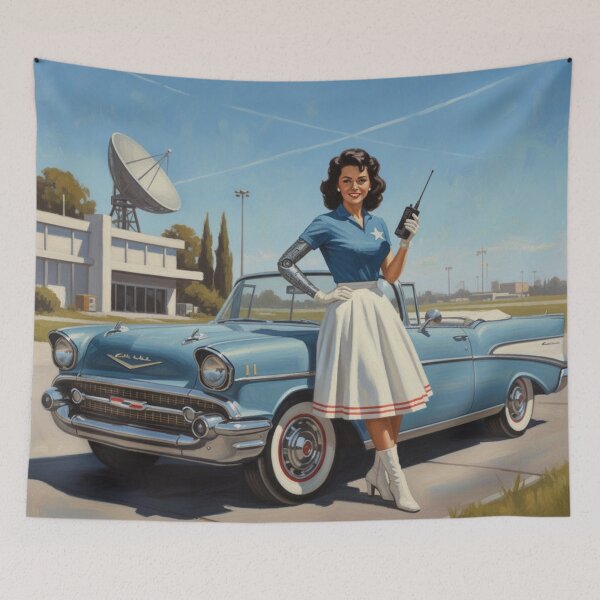 Item preview, Atomic Bionic - 1950s Vintage Cybernetic Agent Pinup designed and sold by Art's Diner.