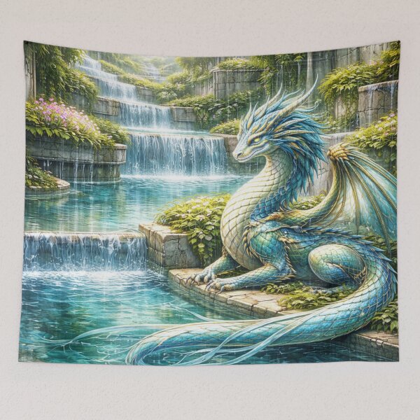 Item preview, Waterworks Dragon – Solarpunk Fantasy Water Garden Art designed and sold by EpicDragons-.