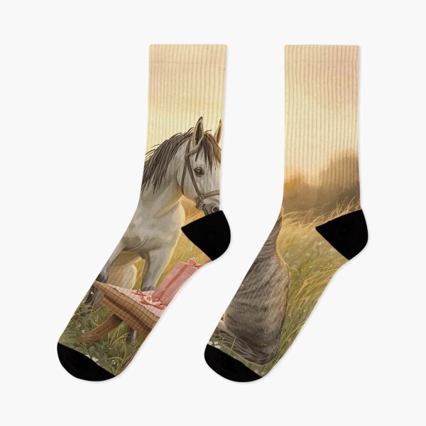 Item preview, Valentine’s Horse & Cat Couple • Whimsical Meadow Heart Prep Art designed and sold by WildlifeWhimsy.