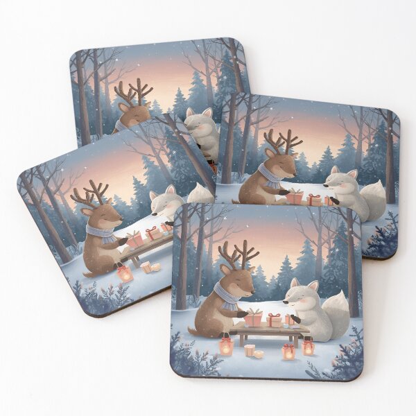 Item preview, Valentine’s Reindeer & Arctic Fox Couple • Whimsical Arctic Heart Prep Art designed and sold by WildlifeWhimsy.