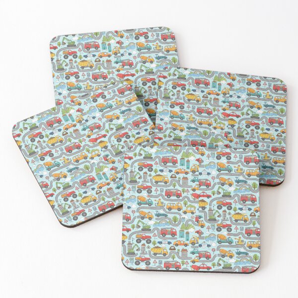 Item preview, Colorful Construction Trucks and Rescue Vehicles Pattern designed and sold by GeometricJoy1.