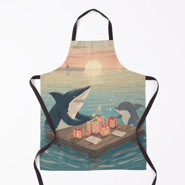 Item preview, Valentine’s Shark & Dolphin Couple • Whimsical Ocean Heart Prep Art designed and sold by WildlifeWhimsy.
