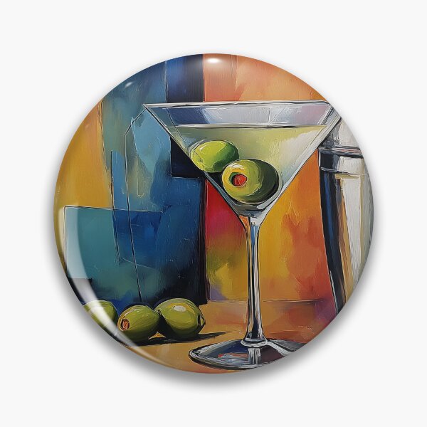 Item preview, Classic Martini Still Life with Green Olives and Cocktail Shaker Abstract Digital Art designed and sold by OlfactoART Studio.