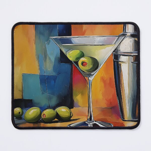 Item preview, Classic Martini Still Life with Green Olives and Cocktail Shaker Abstract Digital Art designed and sold by OlfactoART Studio.