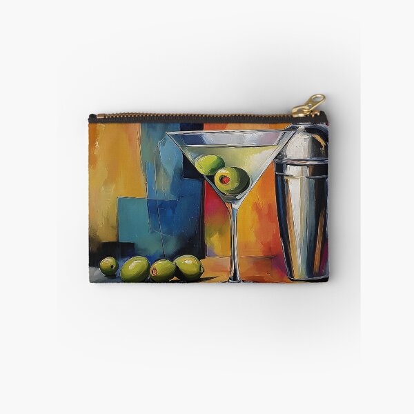 Item preview, Classic Martini Still Life with Green Olives and Cocktail Shaker Abstract Digital Art designed and sold by OlfactoART Studio.