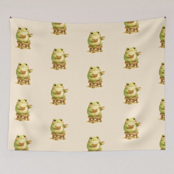 Item preview, Cute Frog Drinking Tea and Reading Book designed and sold by creativiteemom.