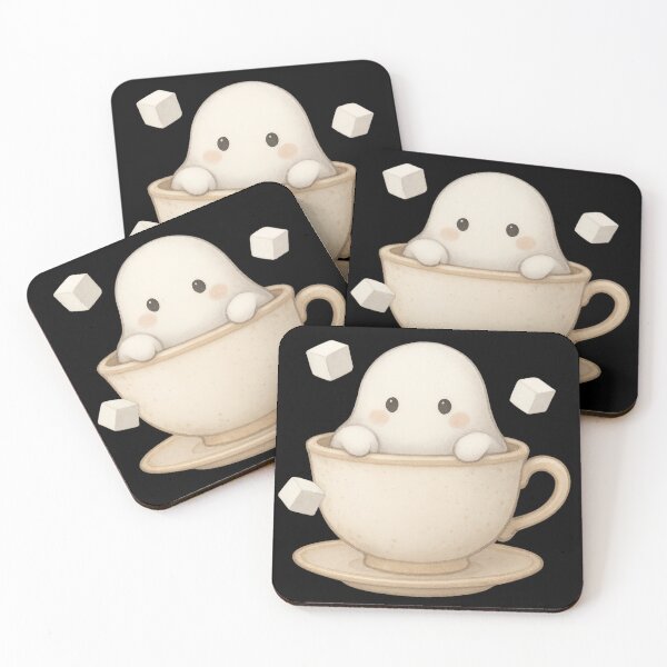 Item preview, Cute Ghost in a Teacup – Cozy Spooky Marshmallow designed and sold by Mouraludia.