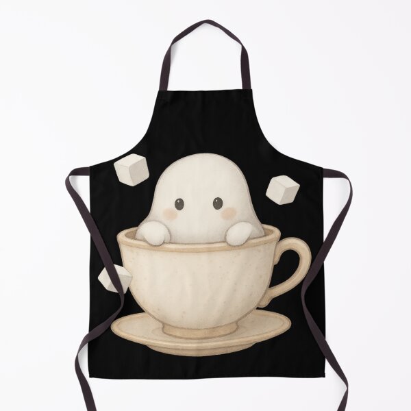 Item preview, Cute Ghost in a Teacup – Cozy Spooky Marshmallow designed and sold by Mouraludia.