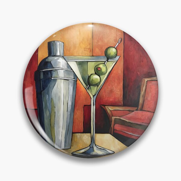 Item preview, Martini Still Life with Olives and Polished Shaker in a Warm Lounge Setting designed and sold by OlfactoART Studio.