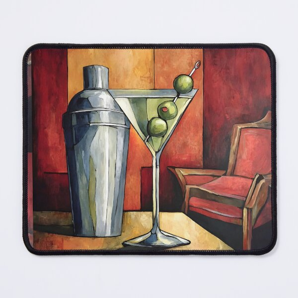 Item preview, Martini Still Life with Olives and Polished Shaker in a Warm Lounge Setting designed and sold by OlfactoART Studio.