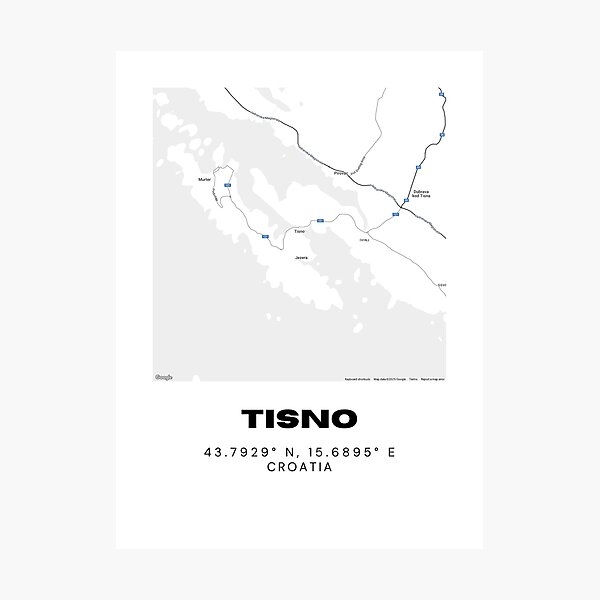Item preview, Tisno Croatia Map Print | Dalmatian Coast Coordinates Minimalist Wall Art designed and sold by RM-Journey.
