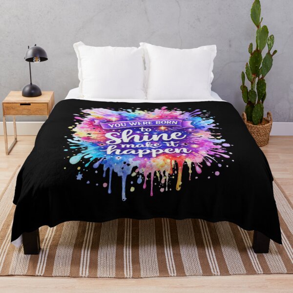 Item preview, You Were Born To Shine Make It Happen, Inspirational Motivational Quote Gift, Colorful Watercolor Positive Graphic Tee designed and sold by saloui.