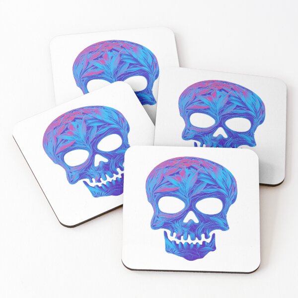 Item preview, Neon Blue Skull – Psychedelic Cyberpunk Skull Art designed and sold by Horrify.