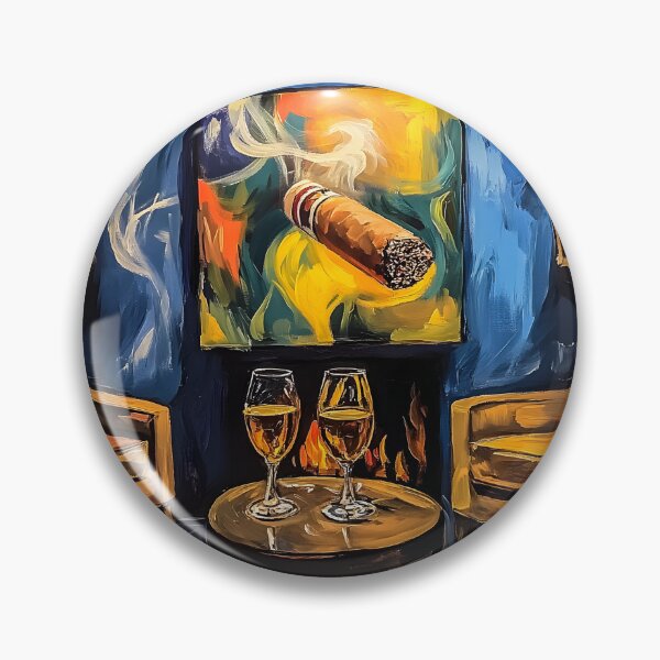Artikelvorschau, Einladendes Interieur einer Zigarrenlounge mit zwei Ledersesseln und Whiskygläsern entworfen und verkauft von OlfactoART Studio.