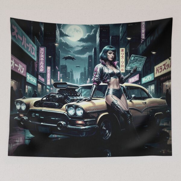 Item preview, Cyber Speedster - 1950s Vintage Neon Street Racer Pinup designed and sold by Art's Diner.