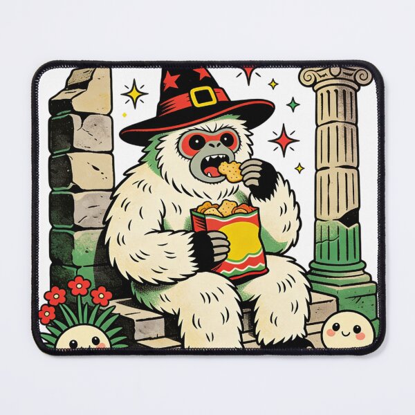 Item preview, Wandering Wizard Yeti Snack Break | Retro Vintage Cryptid Munchies Art designed and sold by Cherrydora.