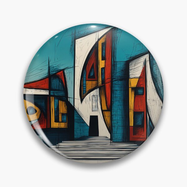 Item preview, Bold Geometric Architectural Structure with Sharp Lines and Dynamic Forms Against Clear Sky designed and sold by OlfactoART Studio.