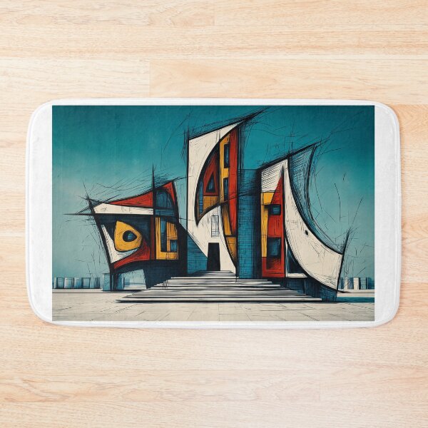 Item preview, Bold Geometric Architectural Structure with Sharp Lines and Dynamic Forms Against Clear Sky designed and sold by OlfactoART Studio.