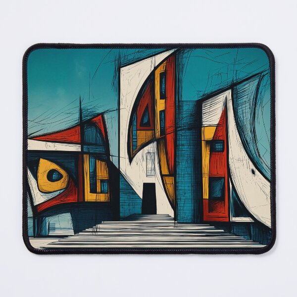 Item preview, Bold Geometric Architectural Structure with Sharp Lines and Dynamic Forms Against Clear Sky designed and sold by OlfactoART Studio.