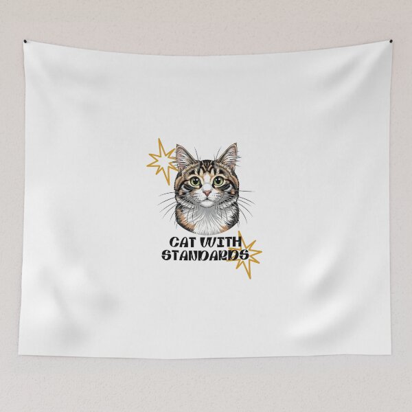 Item preview, Cat With Standards – Royal Cat Face Minimal Illustration designed and sold by Art on Cotton.