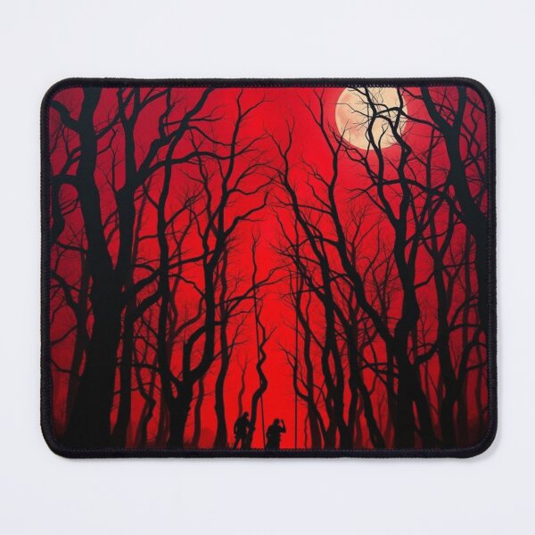 Item preview, Blood Red Moon Over Spooky Forest Silhouette Horror Art designed and sold by EllDAV777.