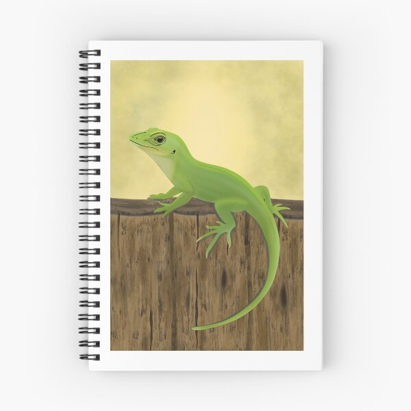 Item preview, Carolina Anole on Fence – Native Lizard Illustration designed and sold by RivendellBird.