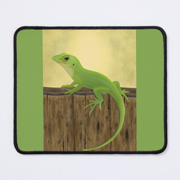 Item preview, Carolina Anole on Fence – Native Lizard Illustration designed and sold by RivendellBird.
