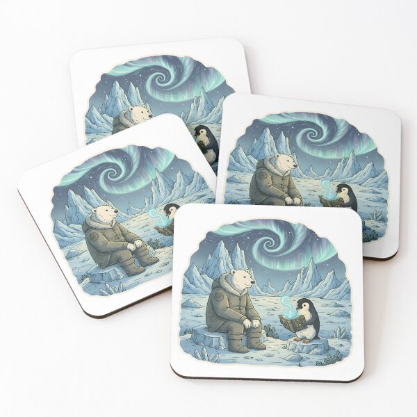 Item preview, Polar Bear and Penguin Reading a Magic Book Under Northern Lights designed and sold by Senkov.