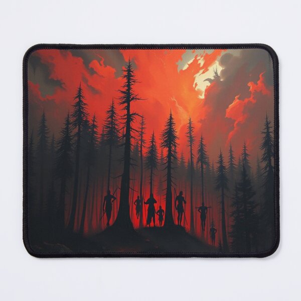Item preview, Apocalyptic Forest Silhouette Red Sky Fantasy Art Print designed and sold by EllDAV777.