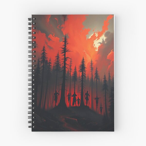 Item preview, Apocalyptic Forest Silhouette Red Sky Fantasy Art Print designed and sold by EllDAV777.