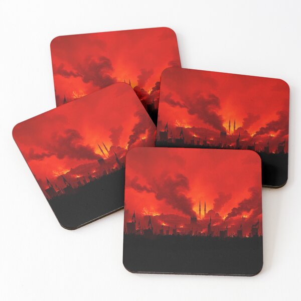 Item preview, Apocalyptic Burning City Silhouette Fantasy Art Red Sky Mosque Inferno designed and sold by EllDAV777.
