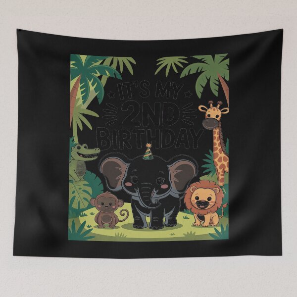Item preview, Kids It's My 2nd Birthday Zoo Safari Jungle Animals Theme designed and sold by nicomitchell.