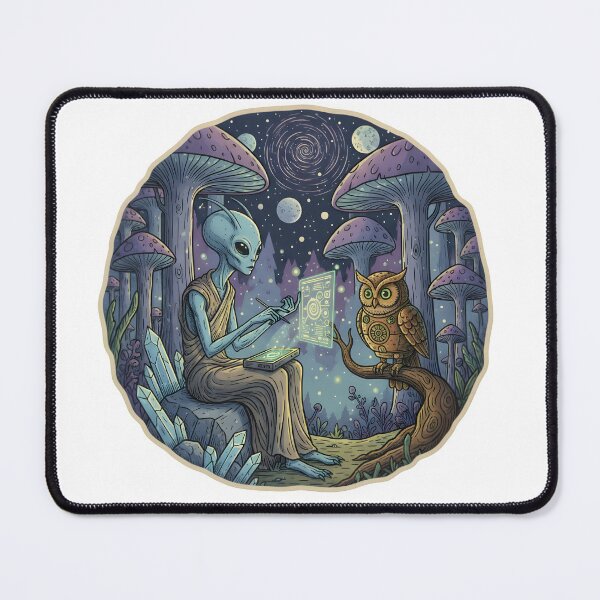 Item preview, Alien Wizard in Mushroom Forest – Psychedelic Sci-Fi Art designed and sold by Senkov.