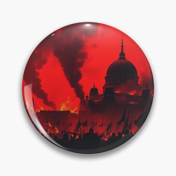 Item preview, Apocalyptic Burning City Army Siege - Dark Fantasy Art with Red Sky and Flames designed and sold by EllDAV777.