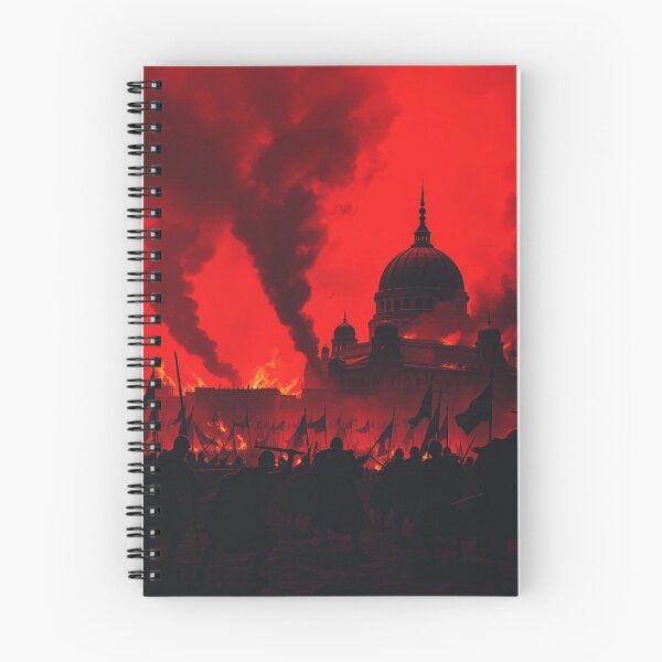 Item preview, Apocalyptic Burning City Army Siege - Dark Fantasy Art with Red Sky and Flames designed and sold by EllDAV777.