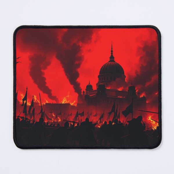 Item preview, Apocalyptic Burning City Army Siege - Dark Fantasy Art with Red Sky and Flames designed and sold by EllDAV777.
