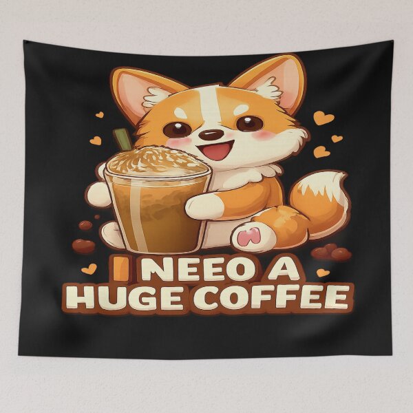 Item preview, Cute Corgi Coffee Meme – I Need a Huge Coffee  Funny Caffeine Lover Humor Design designed and sold by FernandsOficial.