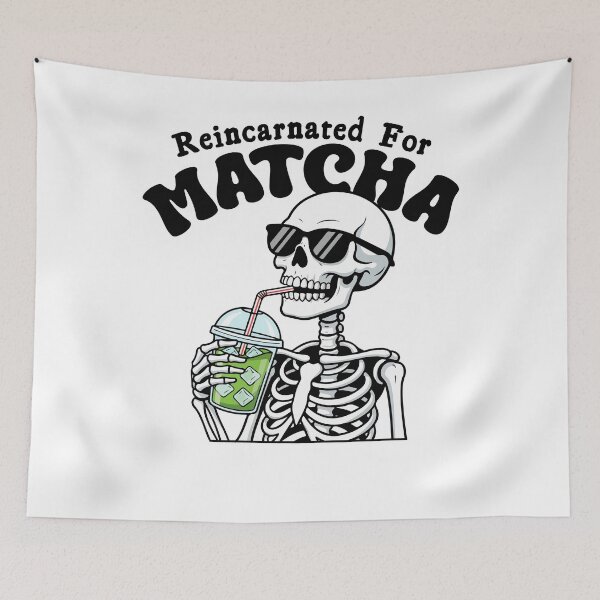 Item preview, Reincarnated For Matcha Skeleton Drinking Iced Matcha Funny Aesthetic  designed and sold by dianadouri.