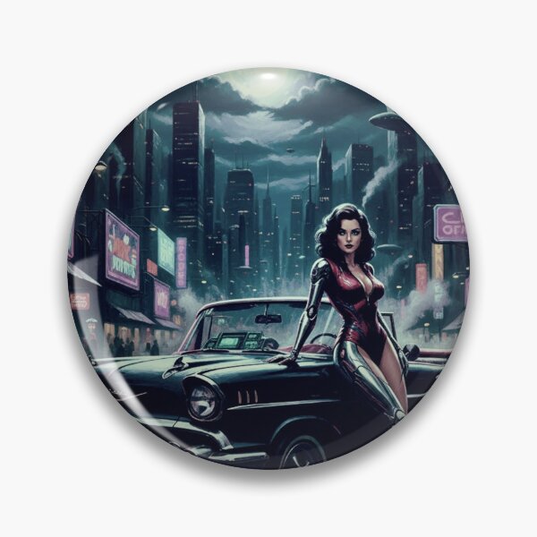 Item preview, Neon Cyber Noir - 1950s Vintage Cybernetic Future Pinup designed and sold by Art's Diner.