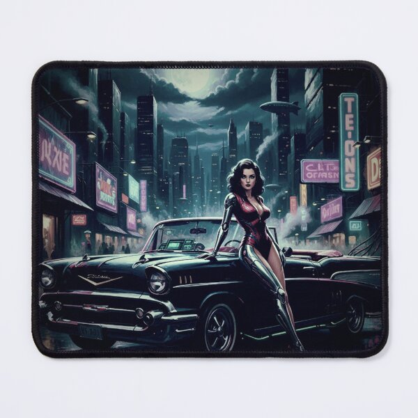 Item preview, Neon Cyber Noir - 1950s Vintage Cybernetic Future Pinup designed and sold by Art's Diner.