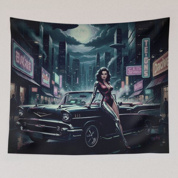 Item preview, Neon Cyber Noir - 1950s Vintage Cybernetic Future Pinup designed and sold by Art's Diner.