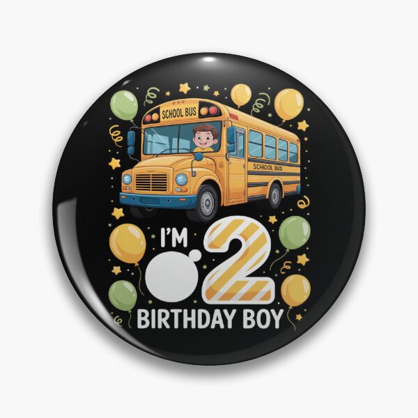 Item preview, I'm 2 Birthday Boy School Bus Kids 2nd Birthday Party designed and sold by andreaswest.