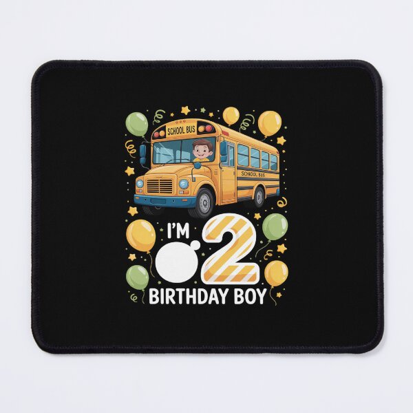 Item preview, I'm 2 Birthday Boy School Bus Kids 2nd Birthday Party designed and sold by andreaswest.