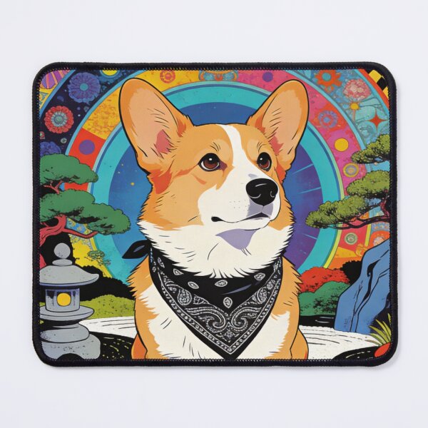 Item preview, Enlightened Corgi Zen Garden Art | Psychedelic Retro Boho Dog Lover Gift | Japanese Aesthetic Trippy Pet designed and sold by Cherrydora.
